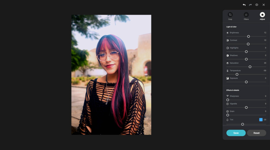 screenshot of my testing of the pcloud photo editing app