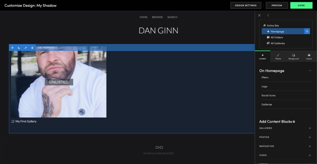 smugmug website builder backend featuers