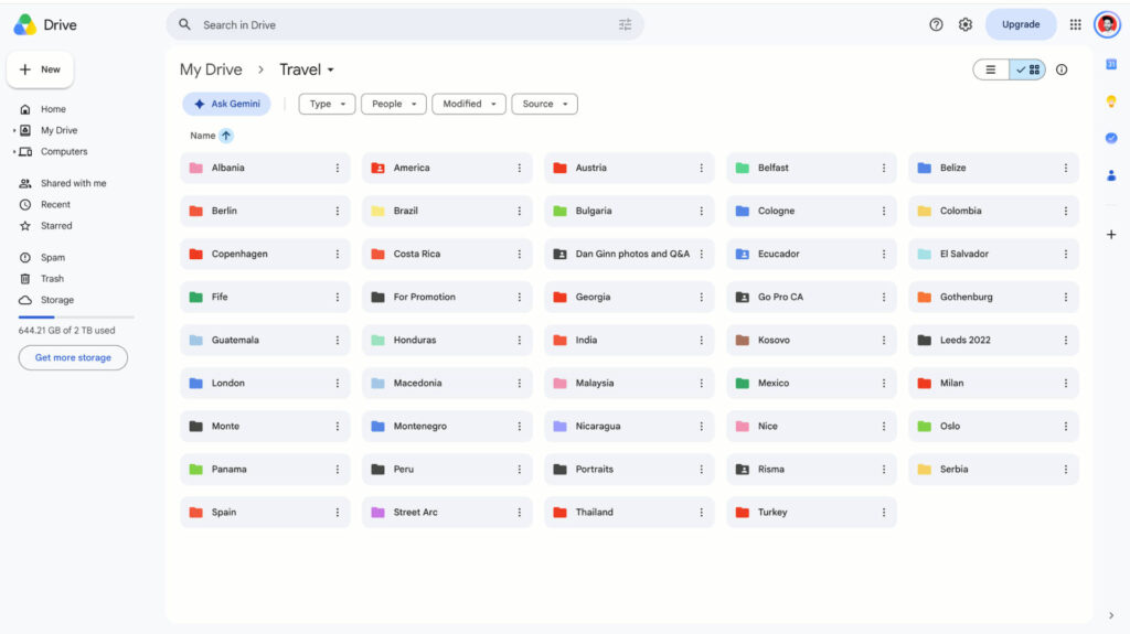 google drive files management and user interface