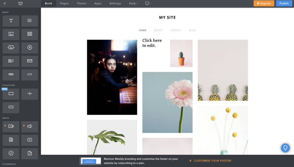 weebly user interface