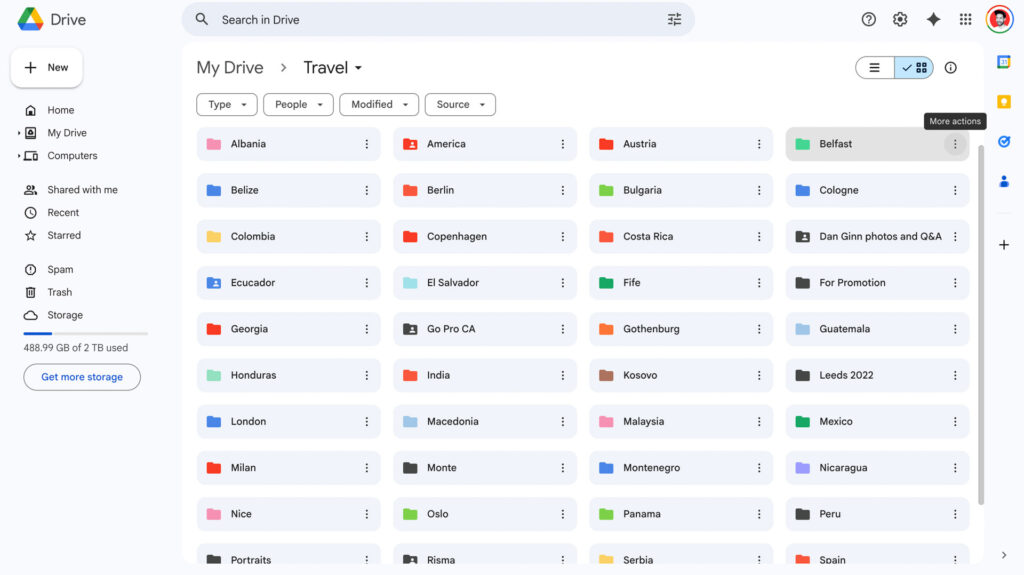 google drive user interface
