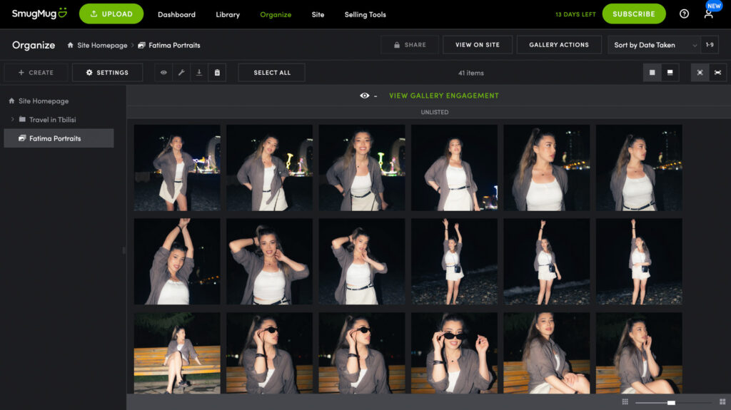 smugmug user interface