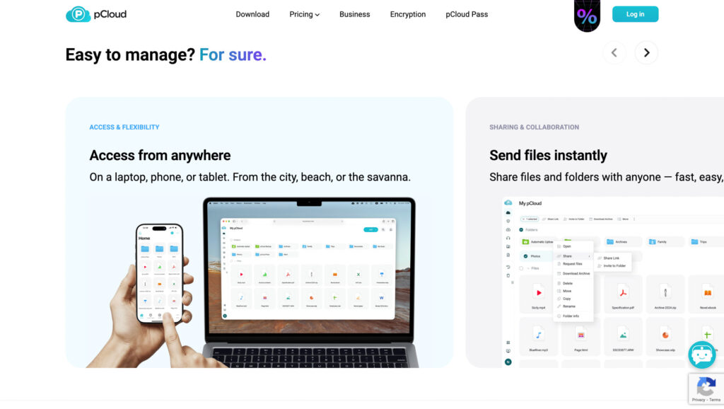pcloud review home page