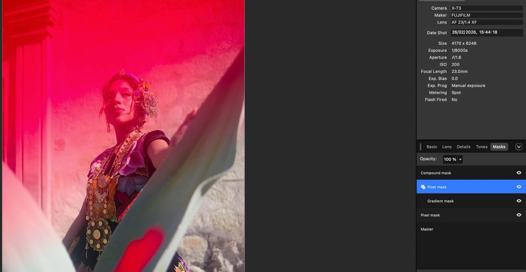 affinity pixel editing with mask panel open