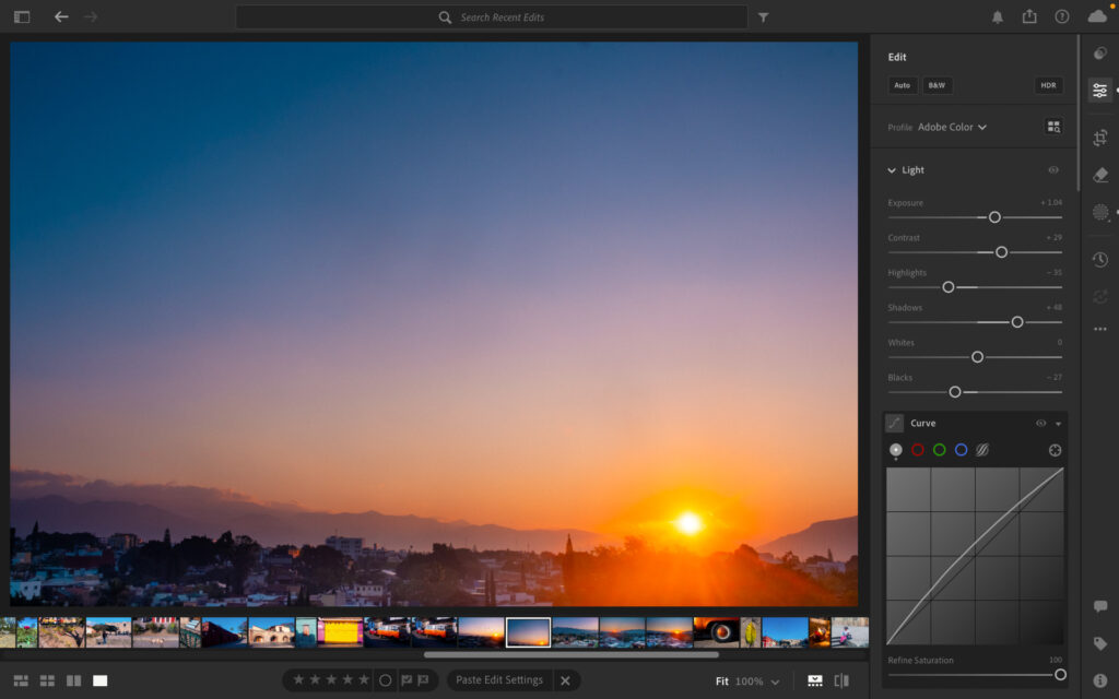 lightroom user interface