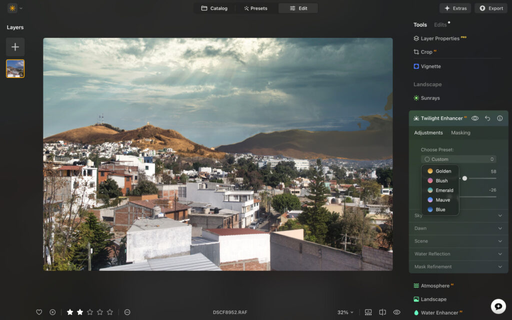 golden preset luminar neo