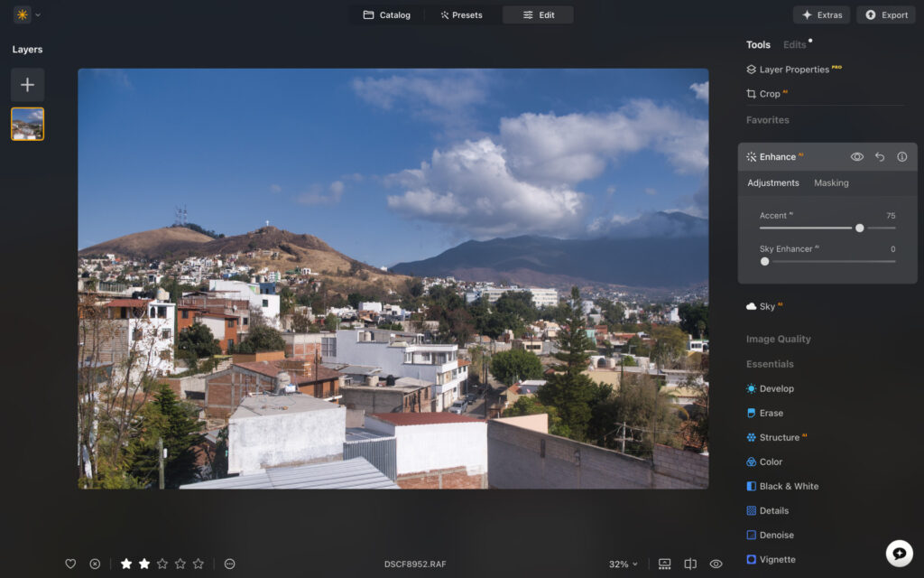 accent enhancement tool in luminar neo