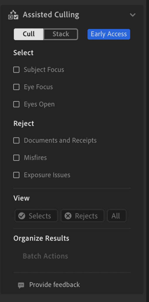 lightroom assisted culling 