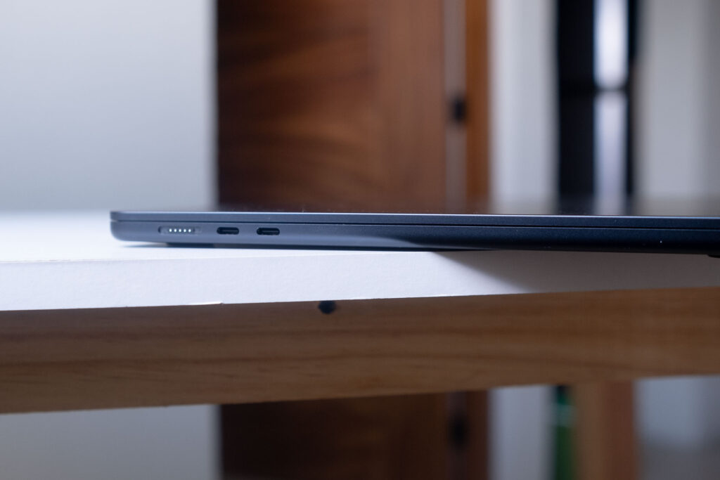 two thunderbolt usb-c ports and a magsafe