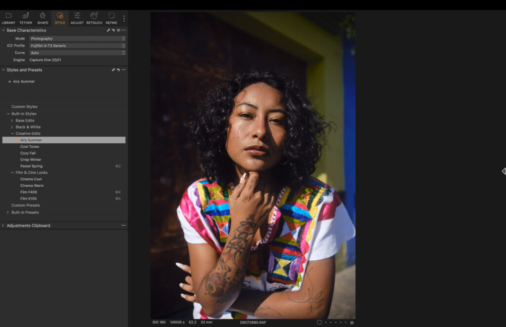 capture one presets