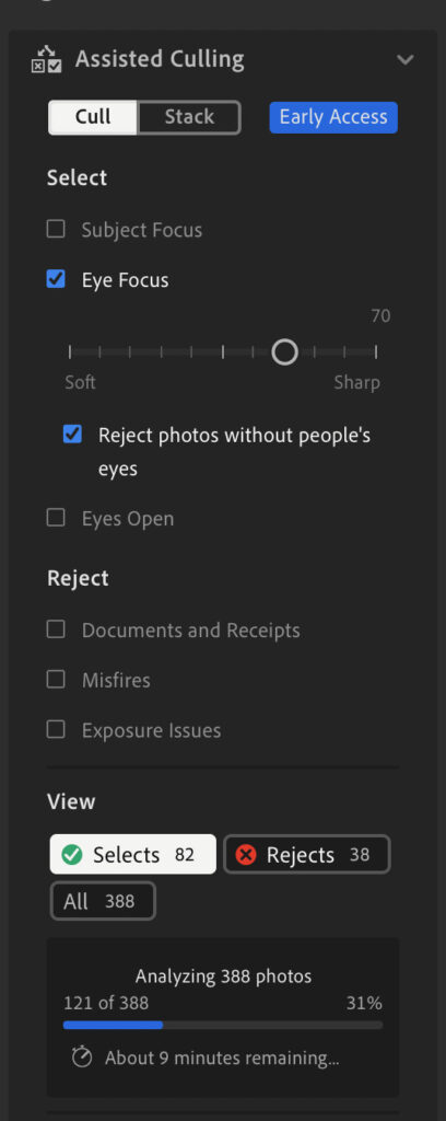 lightroom culling tab