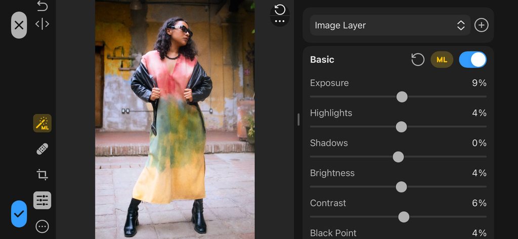 photomator mobile app for iOS in horizontal mode